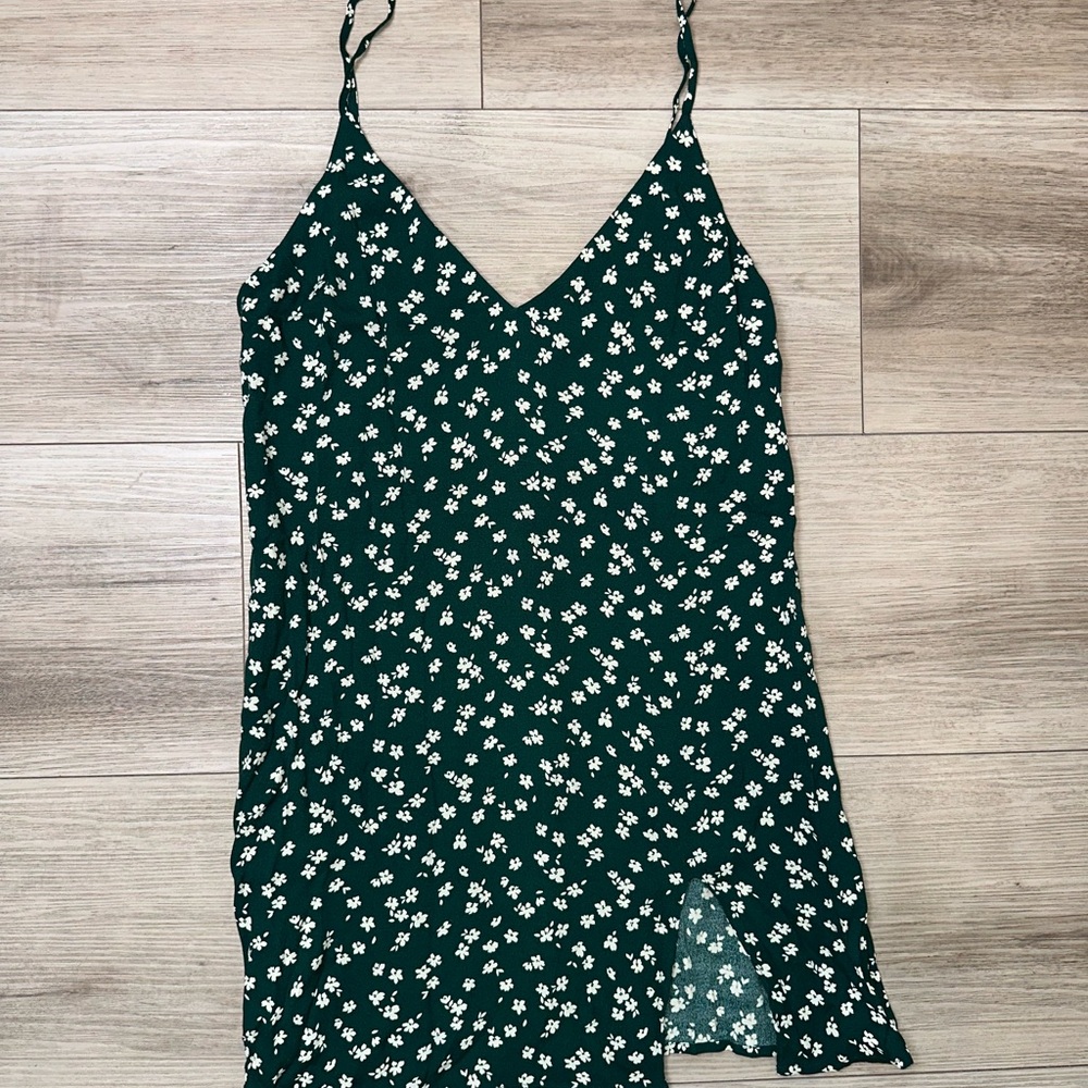 Reformation Marlowe Mini Dress with Slit Small Green Annette